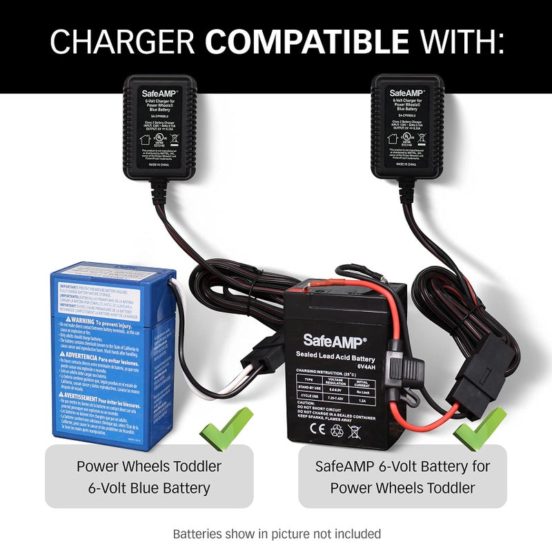 SafeAMP Replacement 6-Volt UL Listed Charger for Fisher-Price Power Wheels Toddler Blue Battery Models 00801-1230 - 00801-1457 - 00801-1868 - 00801-1900 - 00801-0336 - Image 3